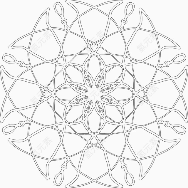 简约线描佛教曼陀罗图案