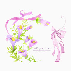 精美五彩花卉与丝带