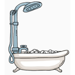 卡通手绘浴缸