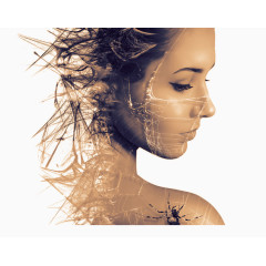 被蜘蛛丝覆盖的美女侧脸