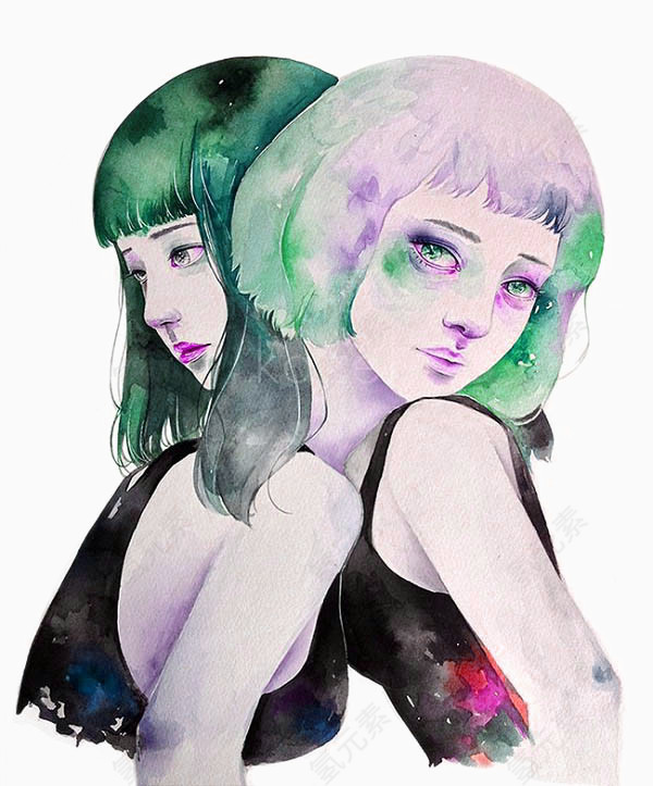 水彩人物插画