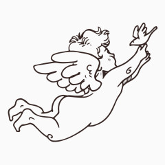 手绘线条爱神丘比特