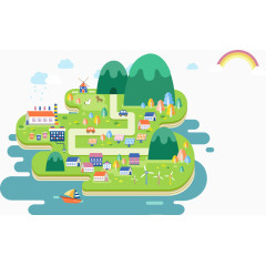 社区简约画卡通手绘装饰元素