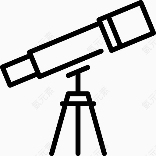 科学研究学习系列全套线框图标望远镜
