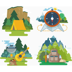 野外运动卡通手绘图标元素