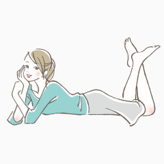 安静休闲惬意的卡通女孩