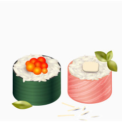 卡通矢量鱼子寿司三文鱼寿司