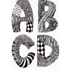 创意手绘花纹字母