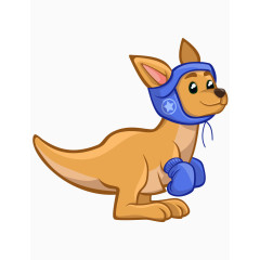 卡通手绘打拳击可爱袋鼠