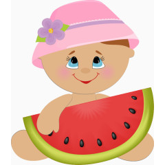 拿着西瓜的萌宝宝
