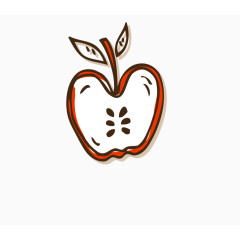 线描手绘半个苹果