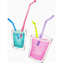 夏日元素一杯夏日冷饮卡通手绘图标元素
