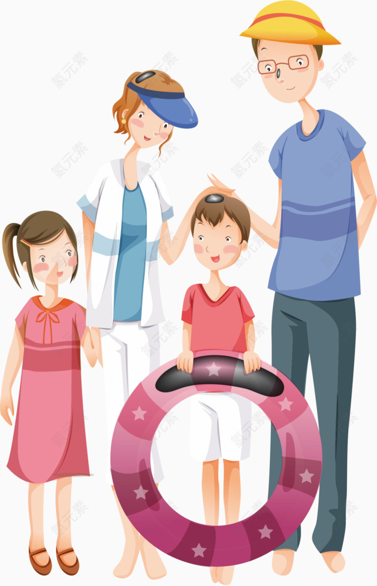 外出游玩的一家人