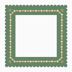 绿色波浪花边相框