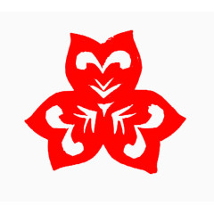 红色花朵窗花剪纸