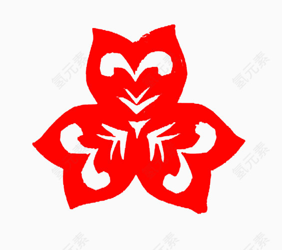 红色花朵窗花剪纸