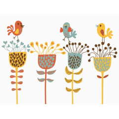 小鸟和花草 快乐