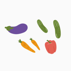 卡通茄子黄瓜胡萝卜辣椒