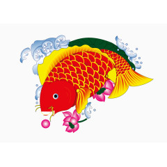鲤鱼花朵节日元素