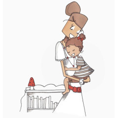 温馨拥抱的母女