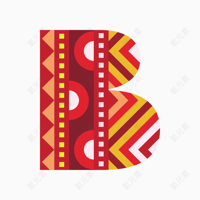 民族风几何图案字母B