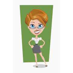 卡通手绘戴眼镜金发商务美女