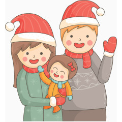 卡通矢量一家人开心过圣诞