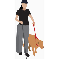 卡通手绘导盲犬带路