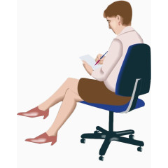 坐在椅子上写字的漂亮女人