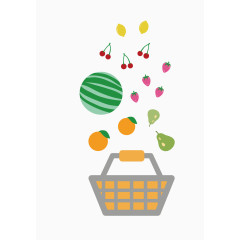 卡通手绘超级市场购物车