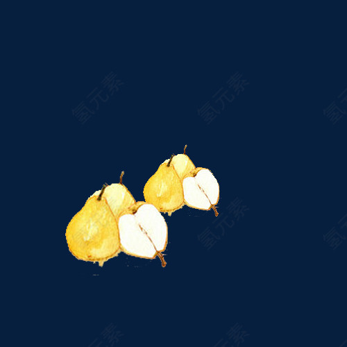 小清新简约水彩手绘黄色梨
