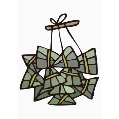 水墨传统卡通手绘粽子