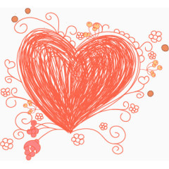 卡通线条手绘的砖红色爱心