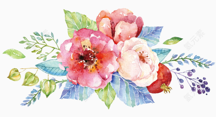 小清新绿叶鲜花