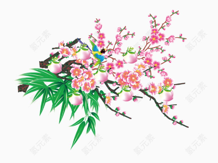 绿叶花朵素材