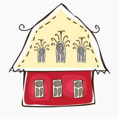 卡通手绘红房子