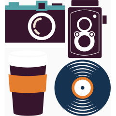 相机录影机放音机简易画图标元素
