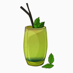 手绘绿色果汁儿