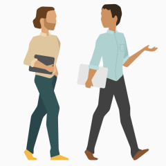 卡通手绘男女工作交谈