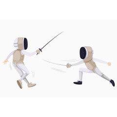 卡通手绘击剑选手