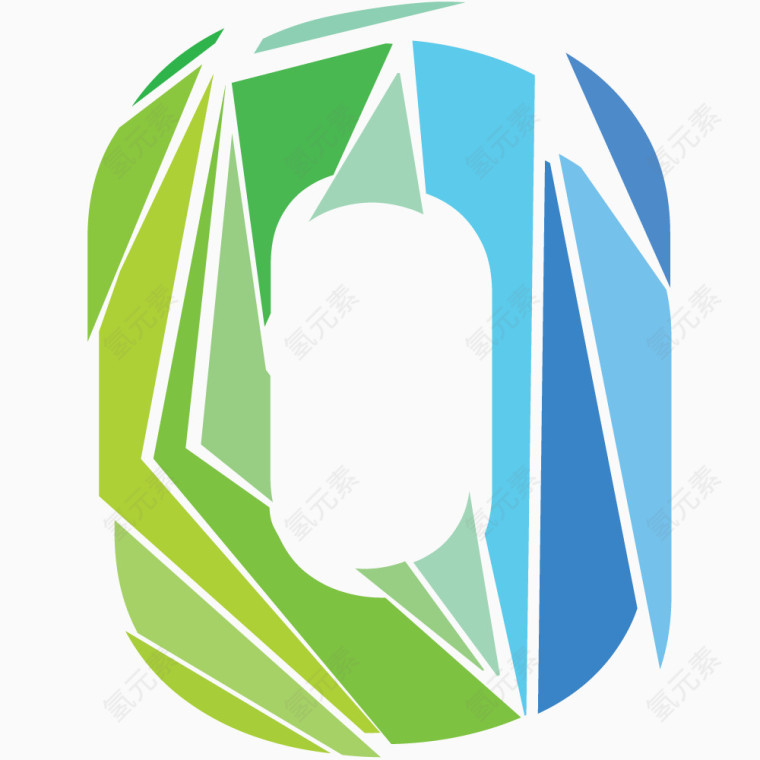 卡通彩色时尚个性几何拼接英文字母O