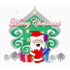 卡通圣诞树贺卡矢量图