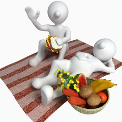 野餐的立体白人