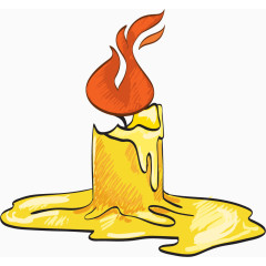 卡通手绘黄色复古蜡烛 