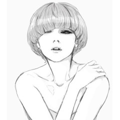 手绘个性短发美女