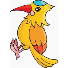 彩色卡通简笔画啄木鸟