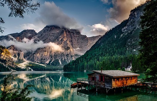 意大利,山,pragser的wildsee,湖,水,几点思考,森林,伍