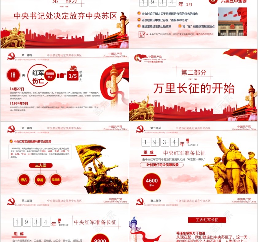 2020最新党课红军不怕远征难中国共产党领导红军主力开始长征模板第2张