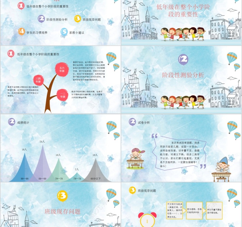 可爱卡通小学一年级家长会第2张