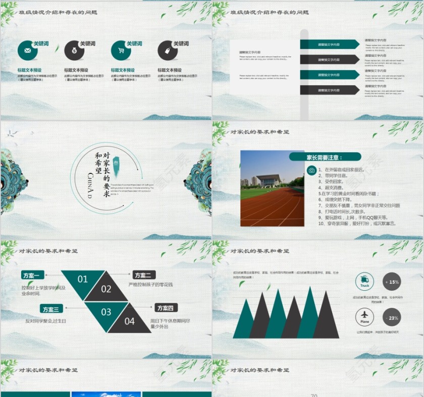 中国风格高中高一家长会PPT模板第4张